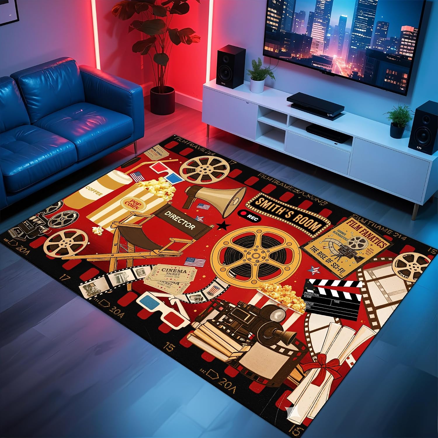 Home Cinema Night - Op maat gemaakt bioscoopthema tapijt, zacht