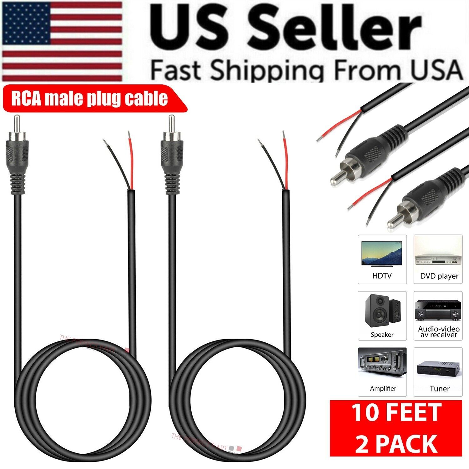 Home Cinema Theatre - 2-pack 10ft RCA mannelijke stekker naar