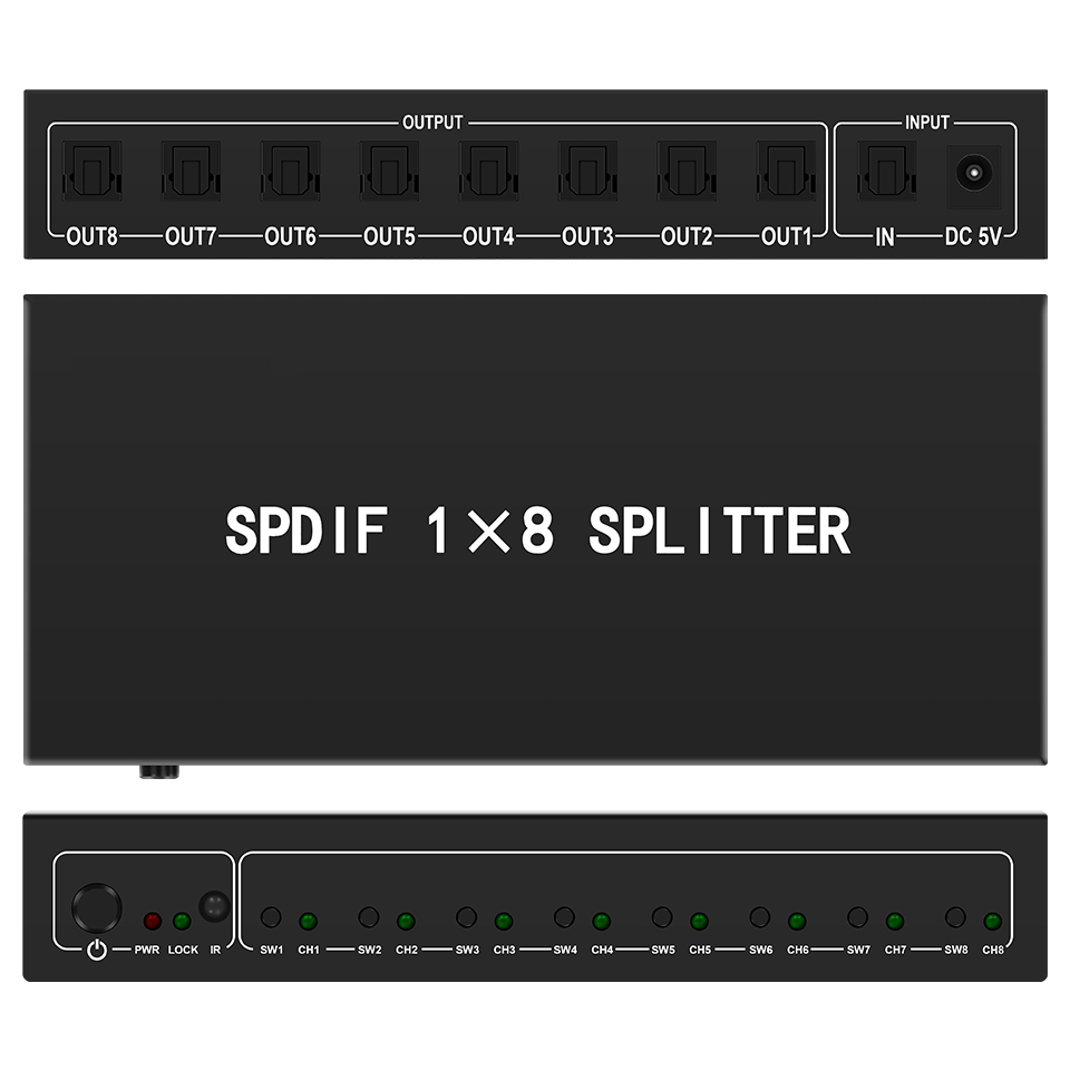 Genius Home Cinema - Optische Audio Splitter,1 In 8 Uit