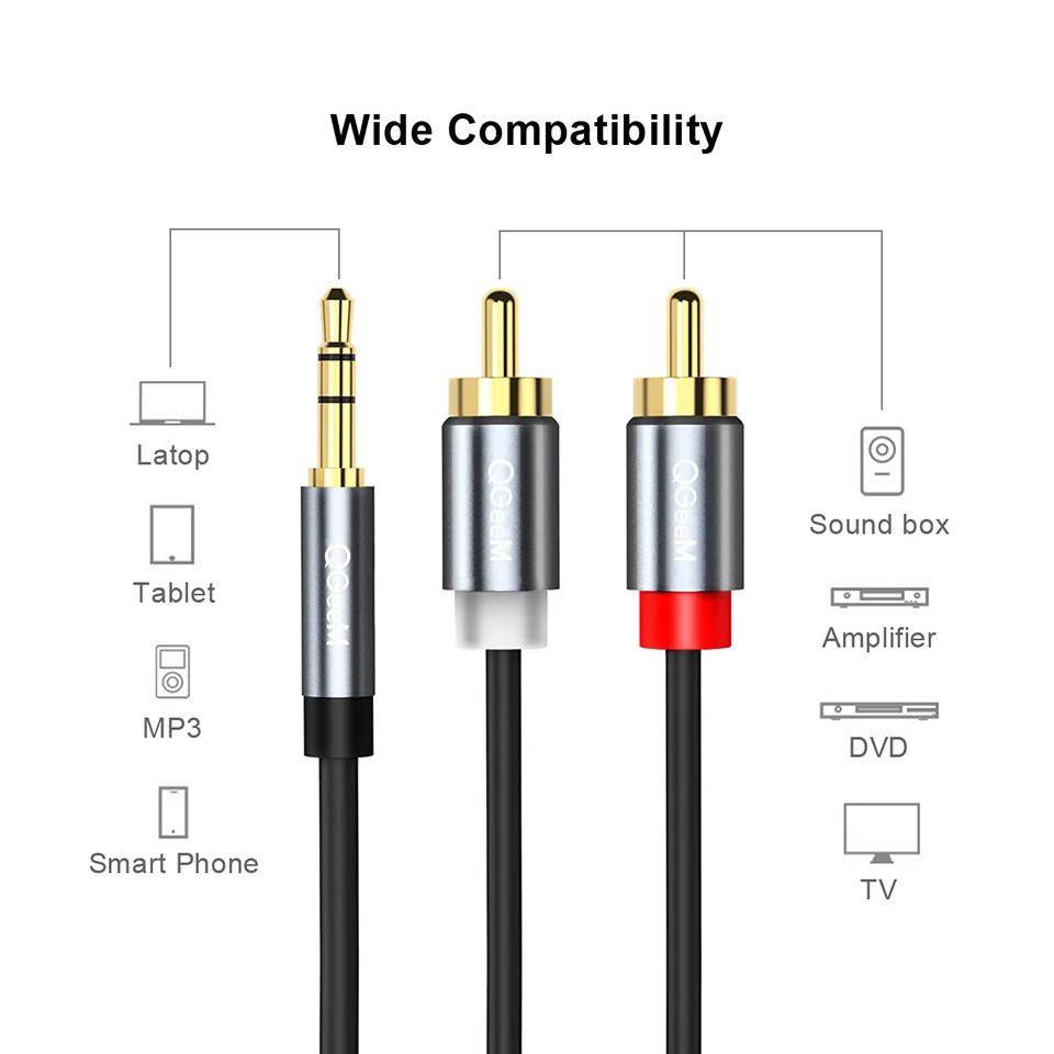 QGeeM RCA-kabel 2RCA naar 3.5  - Genius Home Cinema recensie en prijs