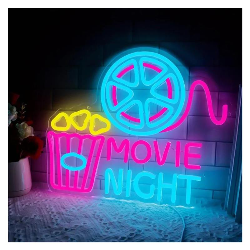Movie Night Neon Sign Popcorn  - Home Cinema Night recensie en prijs